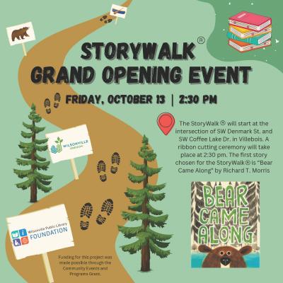 StoryWalk Grand Opening Event flyer