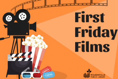 movie camera popcorn and clapboard for First Friday Films